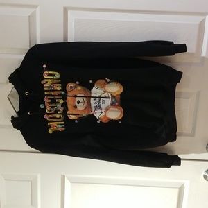 MOSCHINO Christmas lights black bear hoodie sweater shirt made in Italy